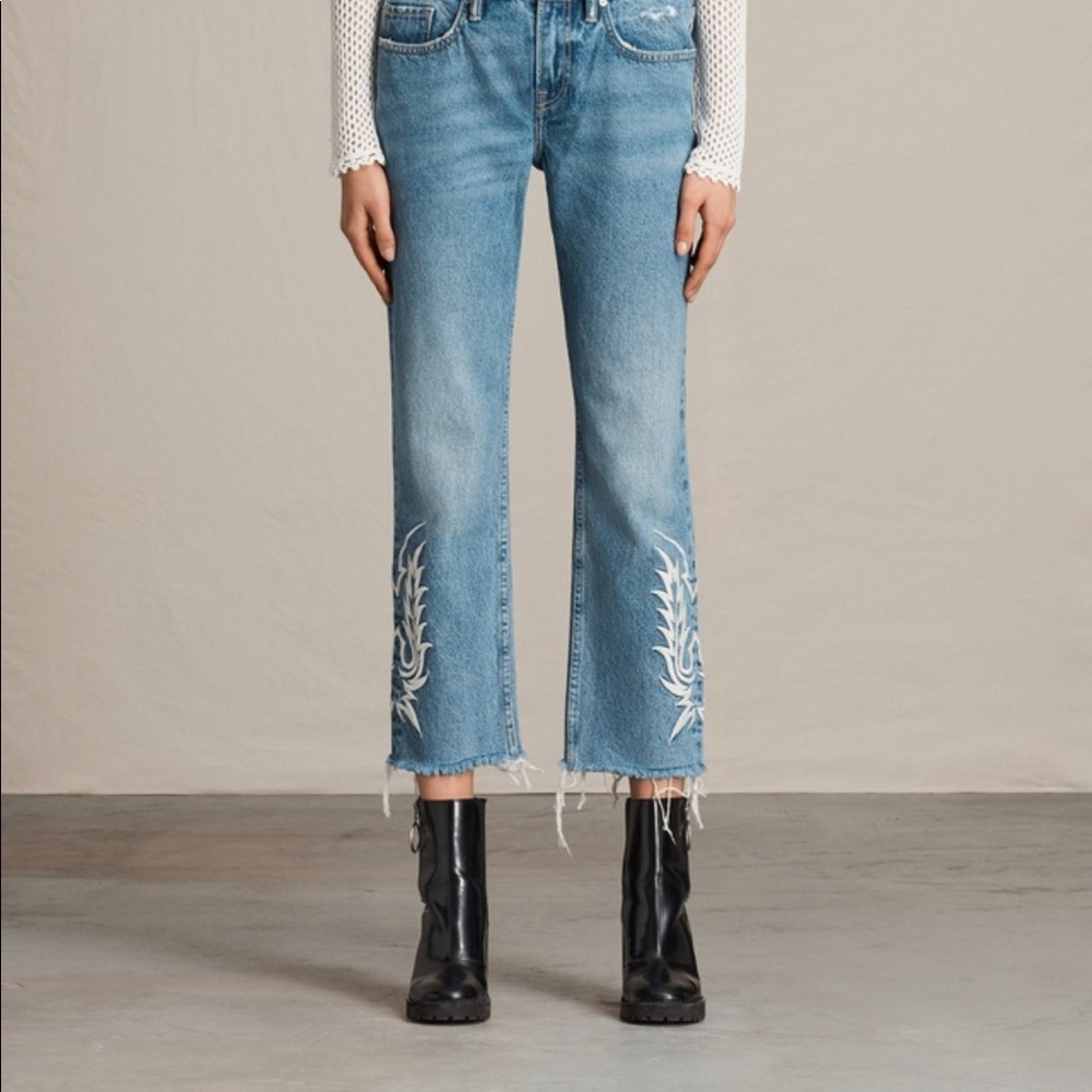 ALL SAINTS EMBROIDERED JEANS